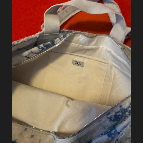 Zara tie dye acid wash denim maxi tote bag NWT - Picture 7 of 11